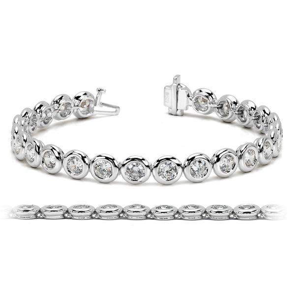 Round Cut Lab Grown Diamond Tennis Bracelet Bezel Set 7.50 Carat White Gold 14K