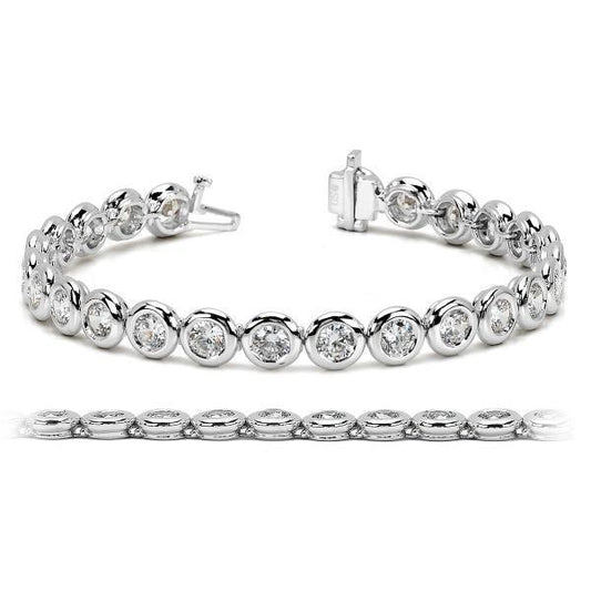 Round Cut Lab Grown Diamond Tennis Bracelet Bezel Set 7.50 Carat White Gold 14K