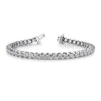 Round Cut Lab Grown Diamond Tennis Bracelet Jewelry White Gold 14K 14.44 Carats- Tennis Bracelet-harrychadent.ca