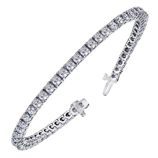 Round Cut Lab Grown Diamond Tennis Bracelet White Gold Jewelry 8.10 Carats