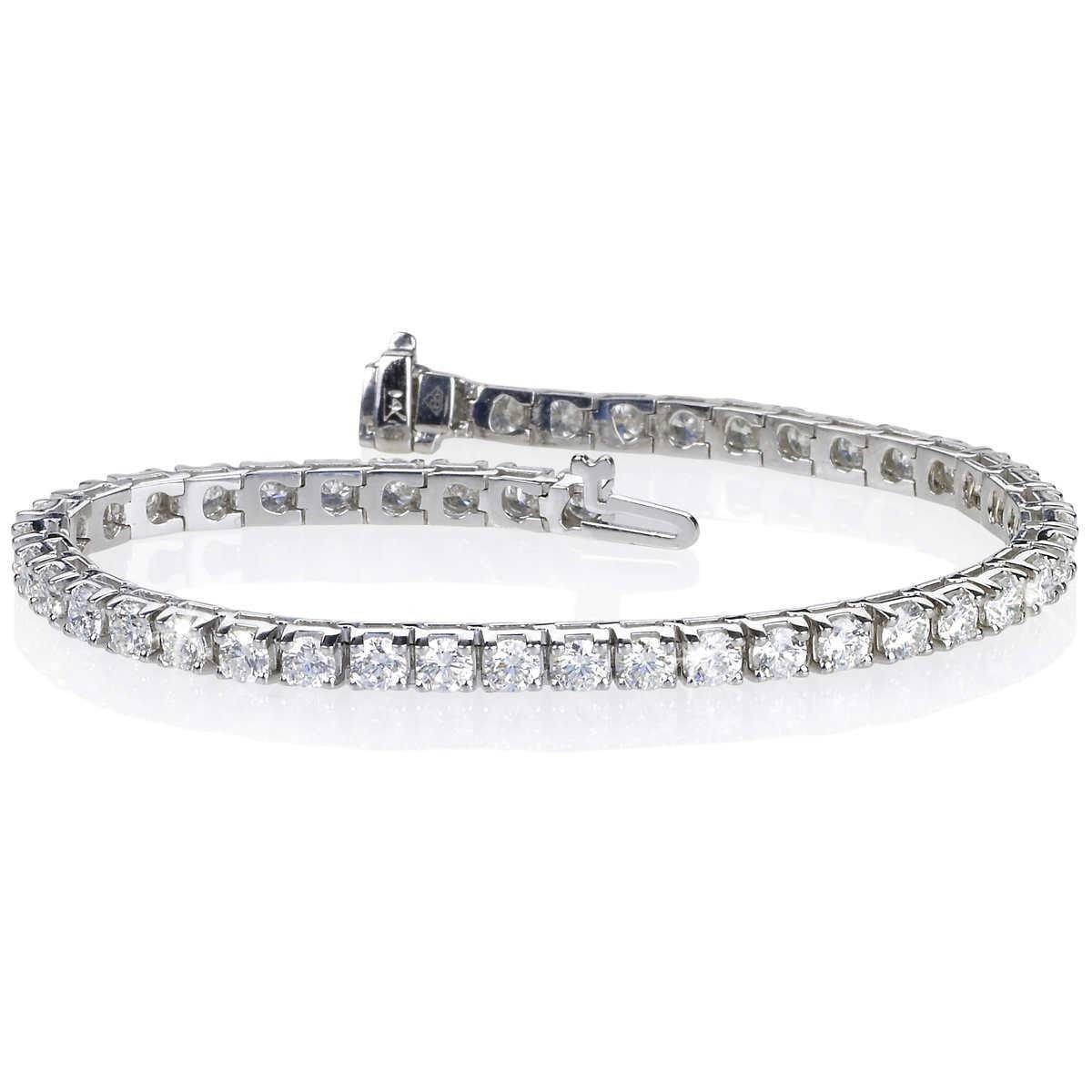 Round Cut Sparkling Lab Grown Diamonds Bracelet WG 14K 7.65 Carats - Tennis Bracelet-harrychadent.ca