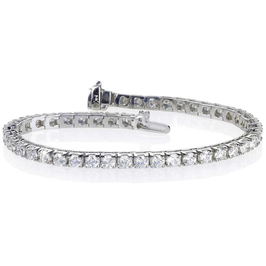 Round Cut Sparkling Lab Grown Diamonds Bracelet WG 14K 7.65 Carats - Tennis Bracelet-harrychadent.ca