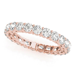 14K Rose Gold Brilliant Diamond Eternity Band – 4.5-ct Round Cut