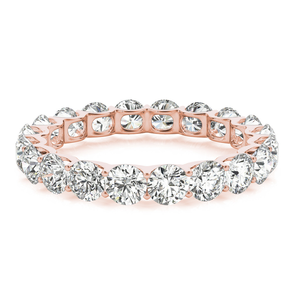 Brilliant Diamond Round Cut Eternity Band in 14K Rose Gold – side view