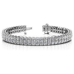 Round Double Row Lab Grown Diamond Tennis Bracelet 9.90 Carats White Gold 14K