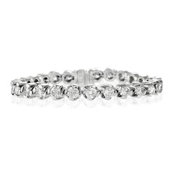 Round Brilliant Cut Lab Grown Diamond Ladies Tennis Bracelet White Gold 6.75 Ct.