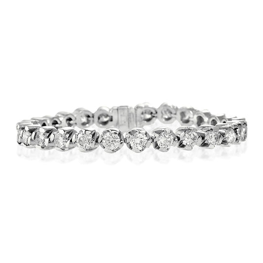 Round Genuine Brilliant Cut Lab Grown Diamond Ladies Tennis Bracelet White Gold 6.75 Ct.