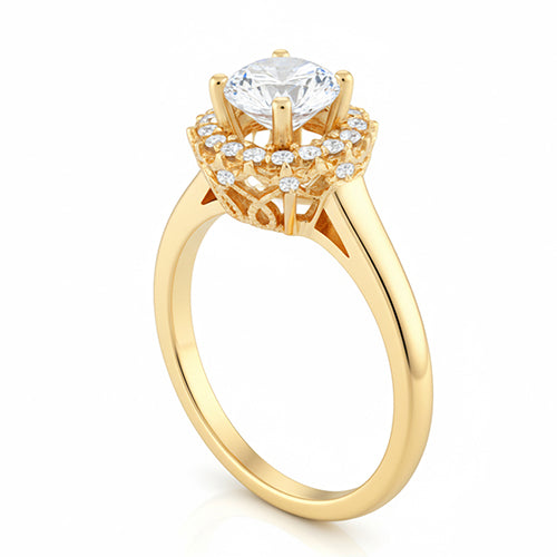 natural round diamond 1.25ct ring close up detail