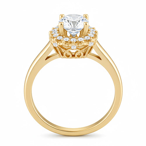 natural round diamond 1.25ct ring top view