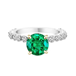 Fine Emerald GIA-Certified Colored Stone Ring 2 ct in 14 Karat