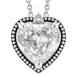 Round & Heart Old Mine Cut Real Diamond Pendant 5.50 Carats White Gold 14K