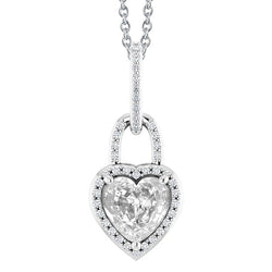 Natural Heart Cut Diamond Pendant – 4 ct in 14K White Gold