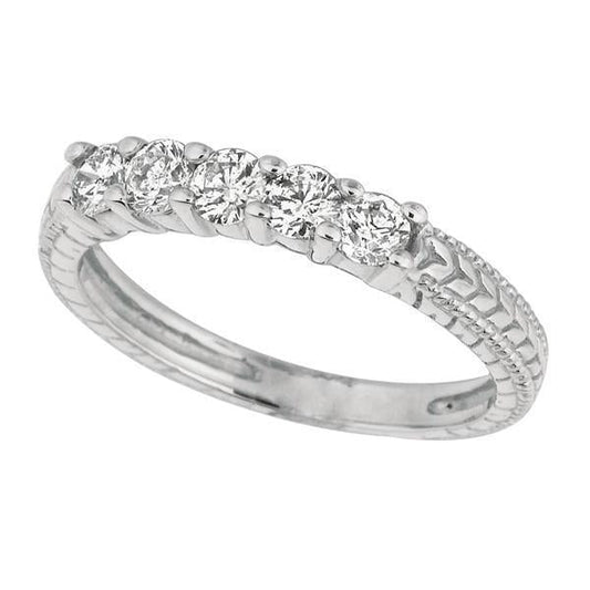 Round Lab Grown Diamond Eternity Band 0.50 Carat Vintage Style White Gold 14K
