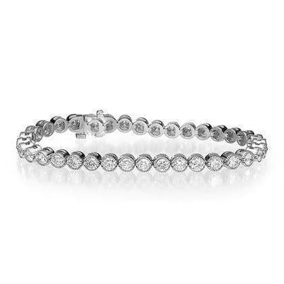 Round Lab Grown Diamond Tennis Bracelet Bezel Set 21.70 Carat WG 14K