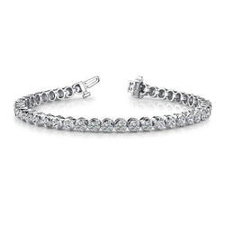 Round Lab Grown Diamond Tennis Bracelet Prong Set 10.08 Carat White Gold 14K