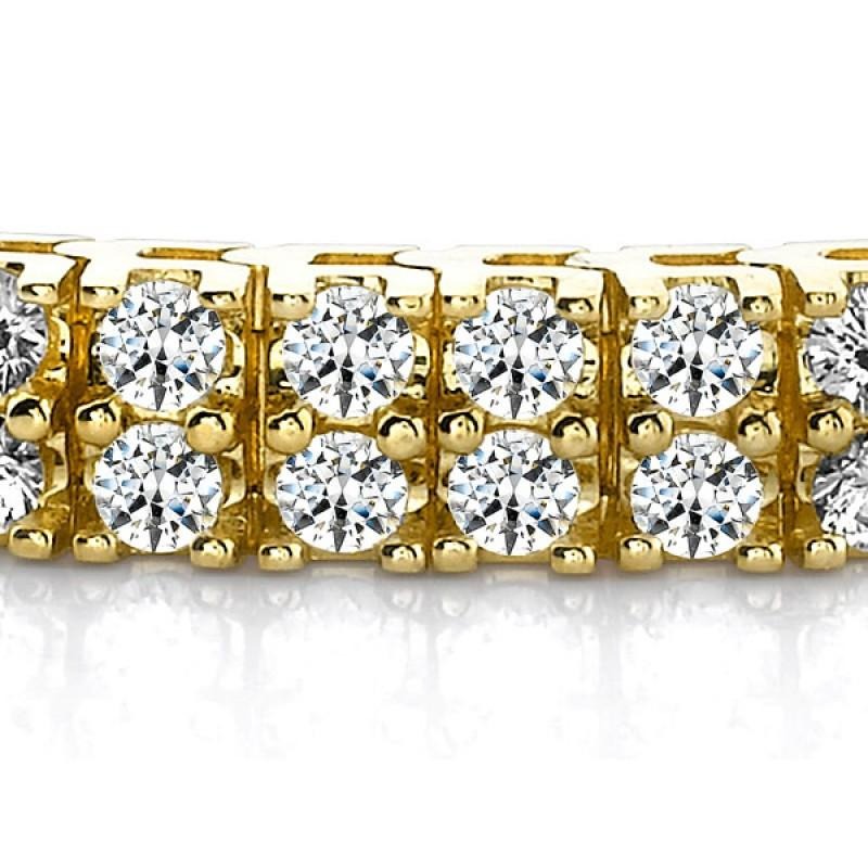 Round Lab Grown Diamonds Basic Tennis Bracelet Yellow Gold 14K 11 Carats - Tennis Bracelet-harrychadent.ca