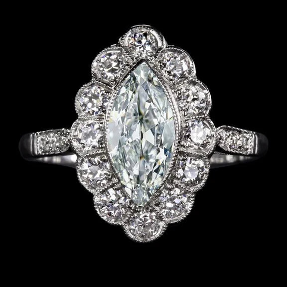 Round & Marquise Old Miner Natural Diamond Ring Flower Style 7.50 Carats