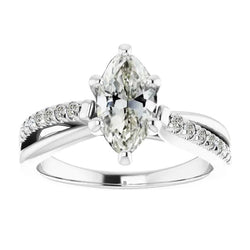 Round & Marquise Old Miner Real Diamond Ring Split Shank 4.50 Carats