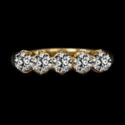 Round Old Mine Cut Lab Grown Diamond Anniversary Band 5 carats Yellow Gold