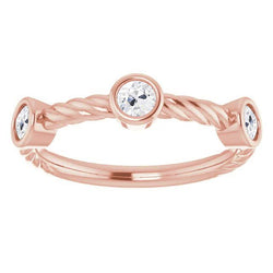 Round Old Miner Lab Grown Diamond Half Eternity Band Bezel Rope Style 3 Carats