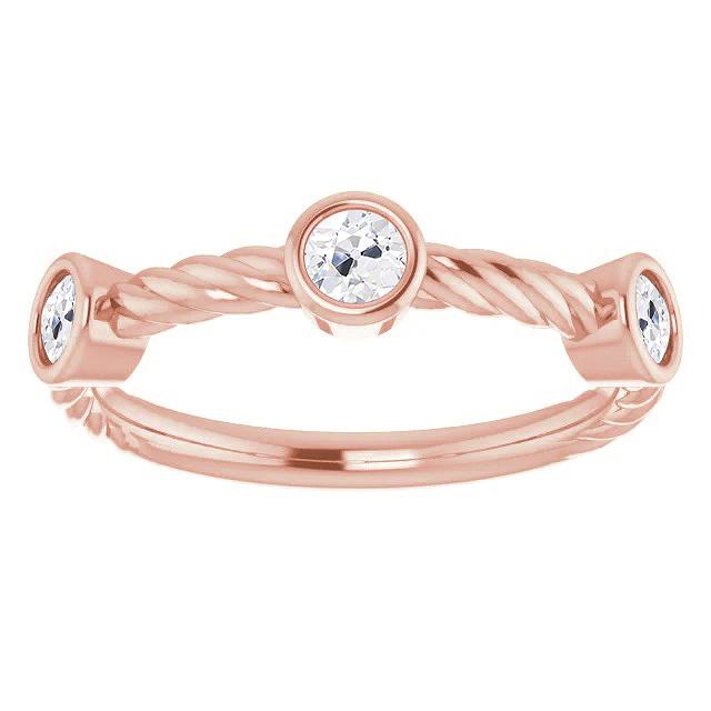 Round Old Miner Lab Grown Diamond Half Eternity Band Bezel Rope Style 3 Carats