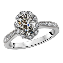 Brilliant Diamond Old Mine Cut Halo Engagement Ring 6 ct – 14K