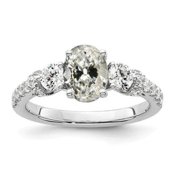 Round & Oval Old Cut Genuine Diamond Engagement Ring Prong Set 5.50 Carats
