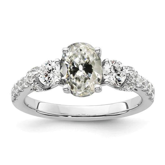 Round & Oval Old Cut Genuine Diamond Engagement Ring Prong Set 5.50 Carats