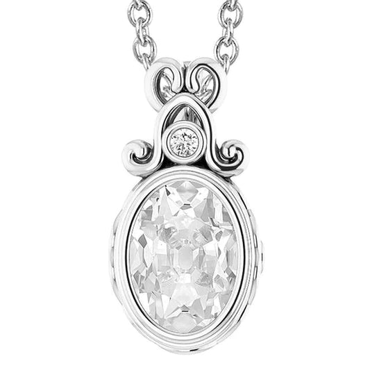 Round & Oval Old Cut Genuine Diamond Pendant Slide Bezel Set 2 Stone 5.50 Ct.