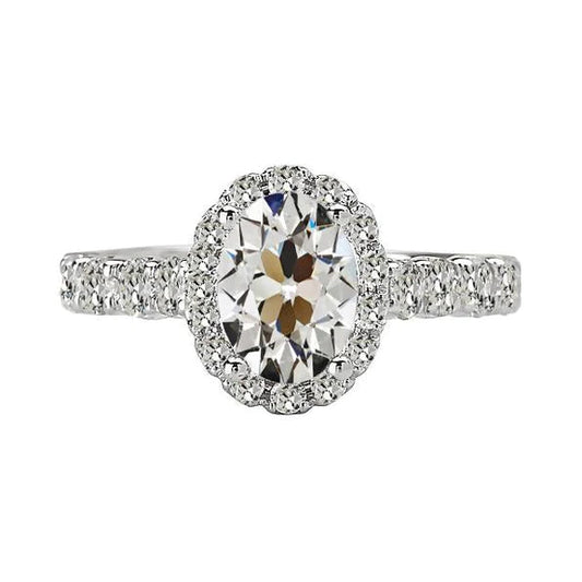 Round & Oval Old Cut Real Diamond Halo Ring 4.55 Carats