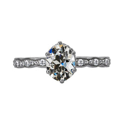 Round & Oval Old European Real Diamond Ring Prong Set 5 Carats