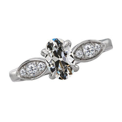 14K White Gold Antique Cushion Brilliant Diamond Anniversary