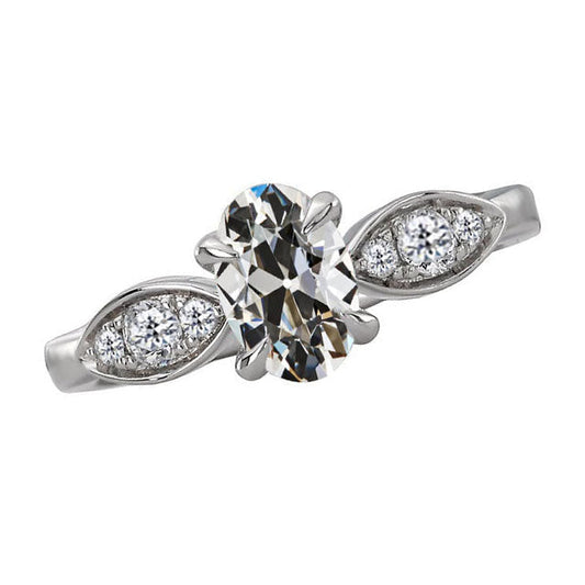 Brilliant Diamond Old Mine Cut Anniversary Ring in 14K White Gold – main view