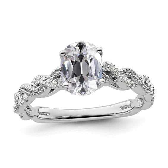 Round & Oval Old Mine Cut Genuine Diamond Ring Infinity Pave Set 4.50 Carats