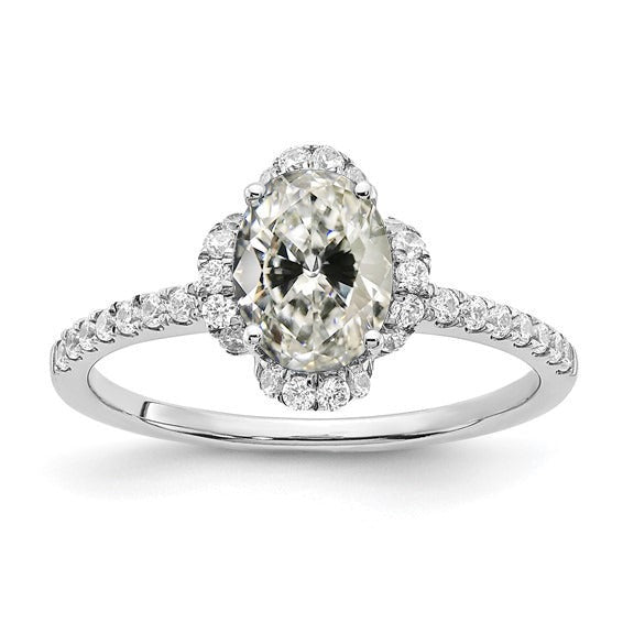 Round & Oval Old Mine Cut Real Diamond Ring With Accents Gold 4.50 Carats - Solitaire Ring with Accents-harrychadent.ca