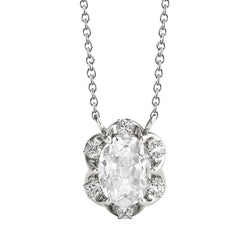 Round & Oval Old Miner Halo Natural Earth Mined Diamond Pendant 4.50 Carats Flower Style