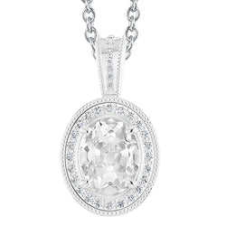 Round & Oval Old Miner Halo Real Diamond Pendant 6 Carats Gold 14K