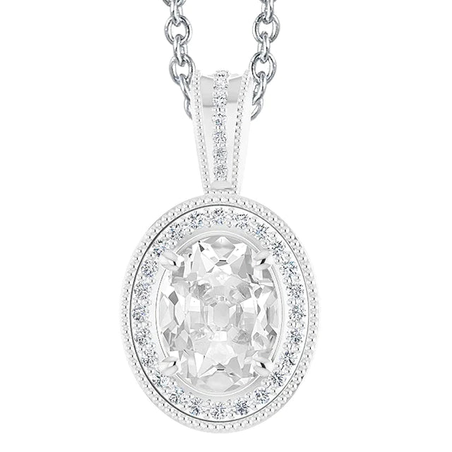 Round & Oval Old Miner Halo Real Diamond Pendant 6 Carats Gold 14K