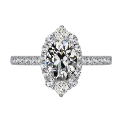 Round & Oval Old Miner Real Natural Earth Mined Diamond Halo Engagement Ring 7.50 Carats
