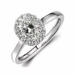 Round & Oval Old Miner Real Diamond Halo Ring 14K White Gold 3.50 Carats