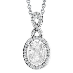 Round & Oval Old Miner Real Diamond Pendant Prong Set White Gold 5 Carats