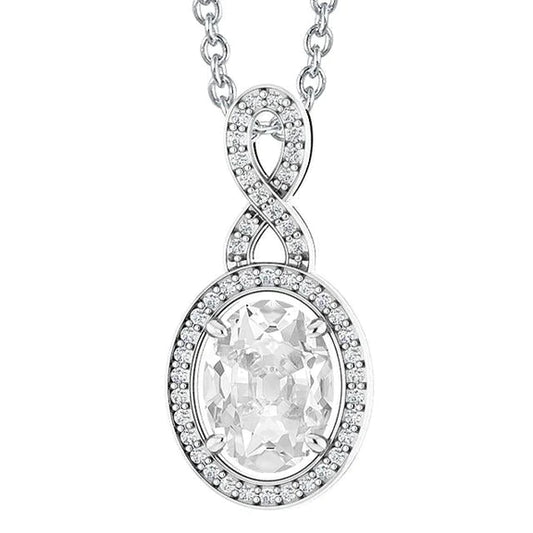 Round & Oval Old Miner Real Diamond Pendant Prong Set White Gold 5 Carats