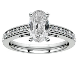 Round & Oval Old Miner Real Natural Earth Mined Diamond Wedding Ring 7 Carat 14K Gold Prong Set