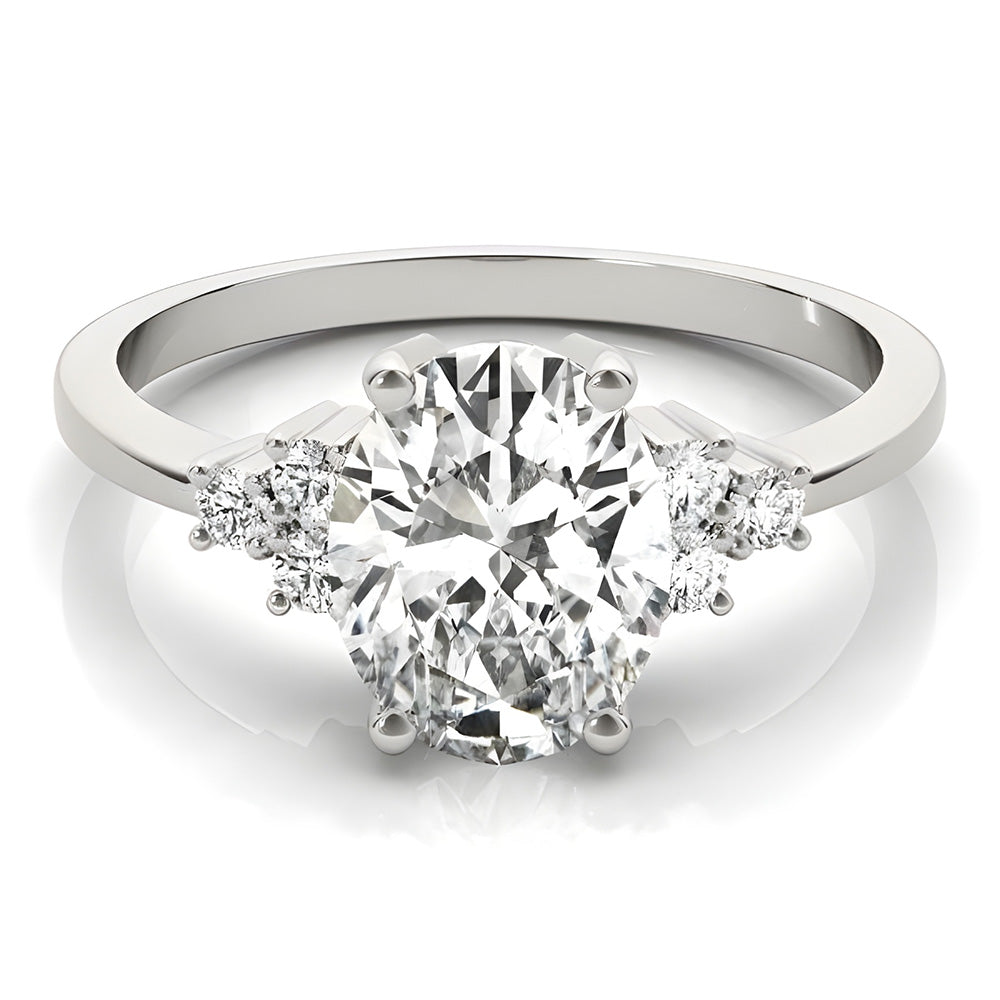 Diamond Solitaire Ring with Accents 4.50-ct 14K White Gold – front view