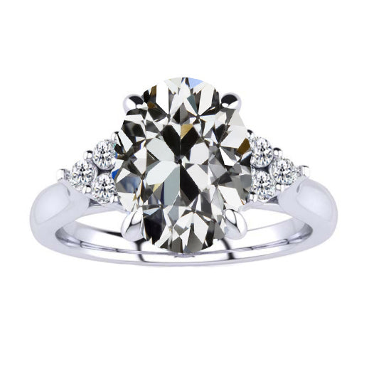 Natural Diamond Solitaire Ring with Accents 4.50 ct 14K White Gold – main view