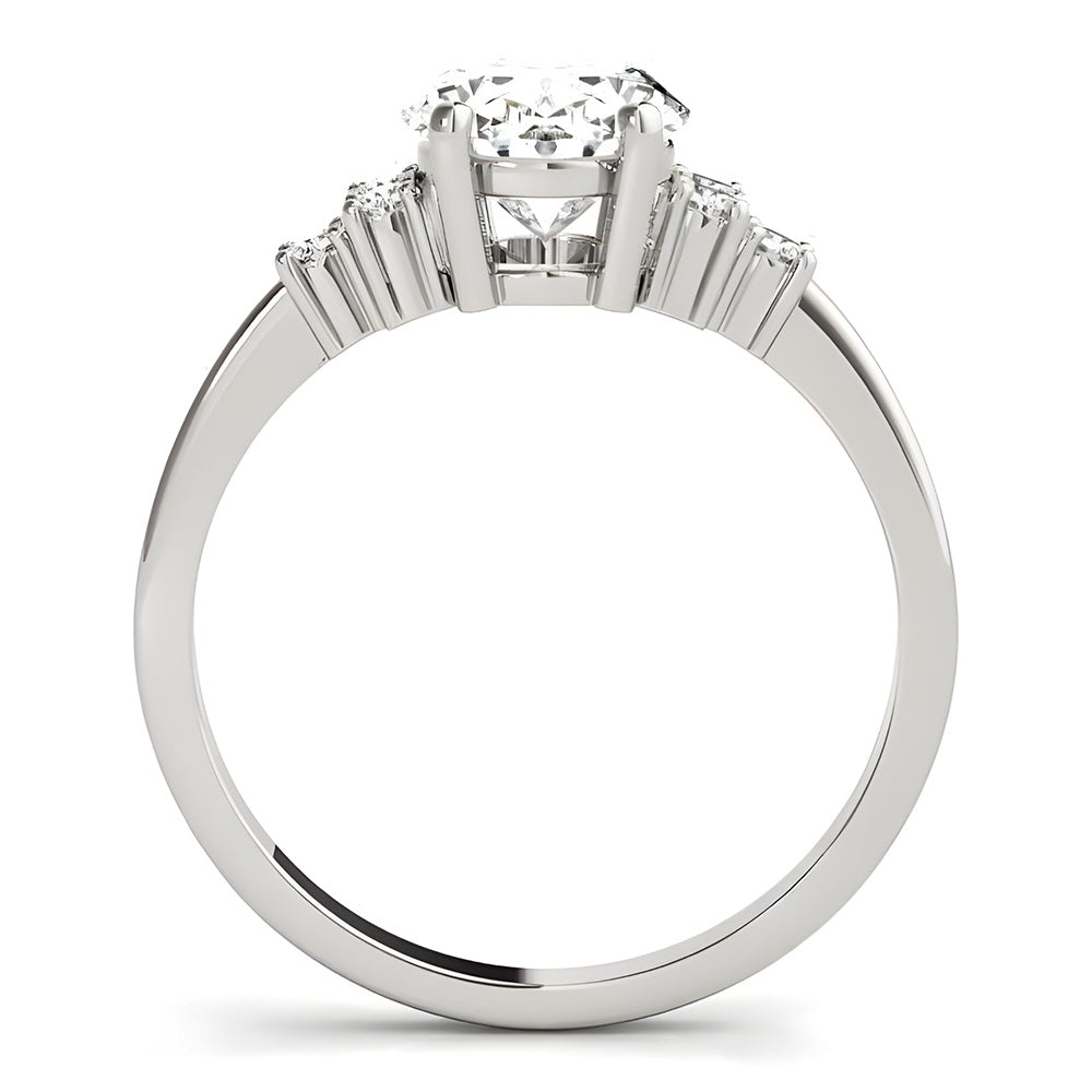 Natural Diamond Solitaire Ring with Accents – profile view