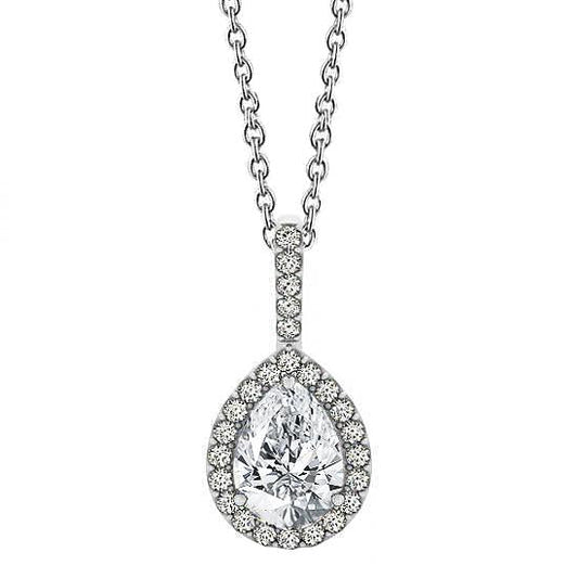 Round & Pear Natural Diamond Pendant Necklace Without Chain 1.75 Carat WG 14K