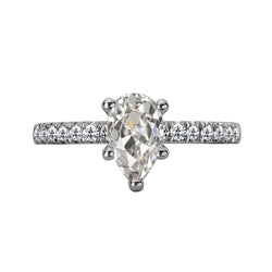 Round & Pear Old Cut Real Diamond Anniversary Ring 5 Prong Set 4 Carats