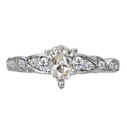 14K White Gold Antique Cushion Brilliant Diamond Proposal Ring