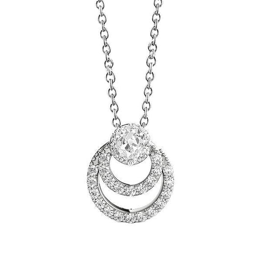 Round & Pear Old Mine Real Diamond Halo Circle Pendant 2 Carats With Chain